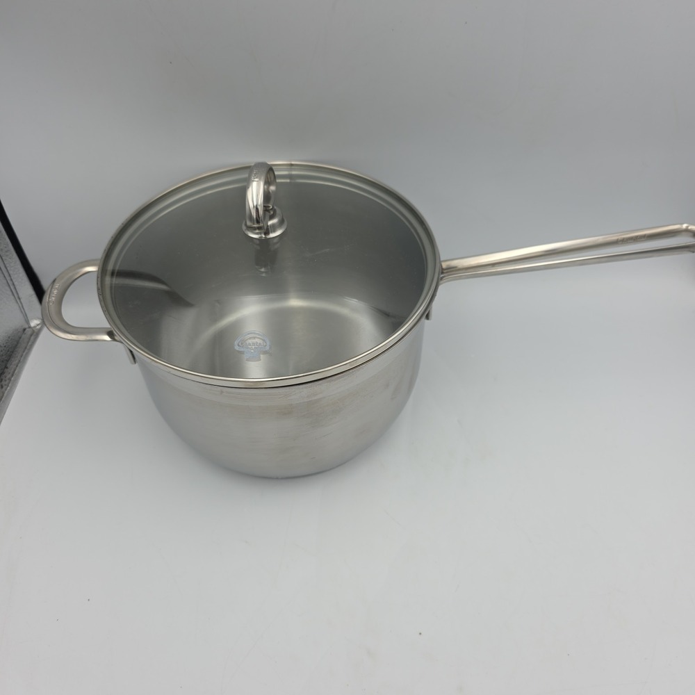 Chantal Stainless Steel Saucepan Pot 4 Qt. Loop Handle Glass Lid SL35-205